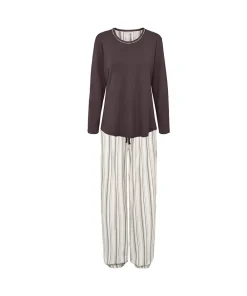 Lady Avenue Top/ Loungeshirt/ Pyjamas|Pyjamas/ Loungewear<1065 DEER/ROSE STRIPES - Bamboo Bamboo Flannel Pyjamas