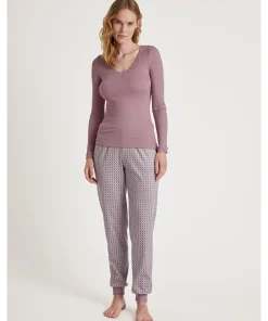 Calida Undertøj<342 ELDERBERRY - Richesse Lace Top Long-Sleeve