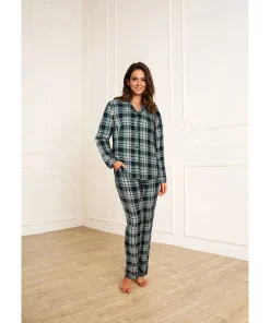 Lady Avenue Top/ Loungeshirt/ Pyjamas<1024 FORREST CHECKS - Homewear - Cotton & satin Cotton Flannel Pyjamas