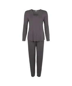 Lady Avenue Top/ Loungeshirt/ Pyjamas|Pyjamas/ Loungewear<354 GRAPHITE - Bamboo Homewear Bamboo Long Sleeve Pyjamas Wit