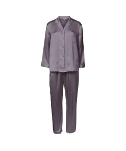 Lady Avenue Top/ Loungeshirt/ Pyjamas|Pyjamas/ Loungewear<354 GRAPHITE - Silk Woven Basic Pyjamas