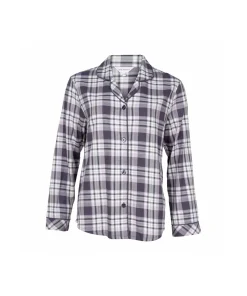 Lady Avenue Top/ Loungeshirt/ Pyjamas<1034 GRAPHITE CHECKS - Homewear - Cotton & satin Cotton Flannel Pyjamas