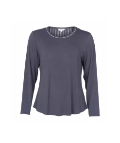 Lady Avenue Top/ Loungeshirt/ Pyjamas<1036 GRAPHITE/ROSE - Bamboo Homewear Long Sleeve Pyjamas