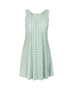 Lady Avenue Natkjoler/ Underkjoler/ Chemiser<680 GREEN CHECKS - LA - Bamboo Homewear Sleeve Nightdress
