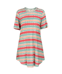 Lady Avenue Natkjoler/ Underkjoler/ Chemiser<686 GREEN-CORAL AQUAREL - LA - Bamboo Homewear Sleeve Nightdress