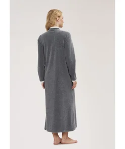Louis Feraud Kåber<11899 HEATHER DARK GREY - Fleece Robe, 1/1 sleeve, zipper