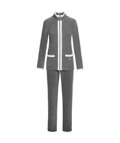 Louis Feraud Hjemmedragt/ Heldragt|Top/ Loungeshirt/ Pyjamas<11899 HEATHER DARK GREY - Nightwear LS, 1/1 sleeve, pants 1/1, zip