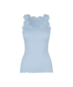 Rosemunde Undertøj<205 HEATHER SKY - Silk Silk top w/ lace