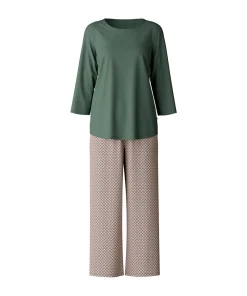 Calida Pyjamas/ Loungewear<618 LAUREL GREEN - Nightwear Xtra 7/8 Pyjamas