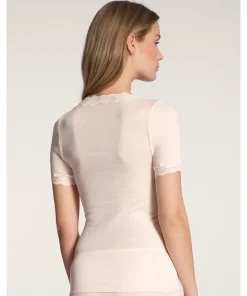 Calida Undertøj<090 LIGHT IVORY - Richesse Lace Top Short-Sleeve