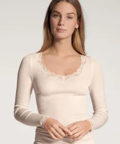 Calida Undertøj<090 LIGHT IVORY - Richesse Lace Top Long-Sleeve