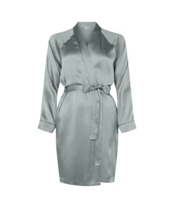 Lady Avenue Kåber<129 LIGHT PETROL - LA - Silk Woven Short Kimono