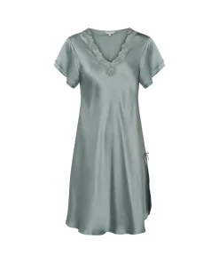 Lady Avenue Natkjoler/ Underkjoler/ Chemiser<129 LIGHT PETROL - LA - Silk Woven Slip W/Lace