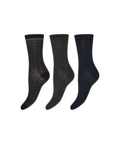 Decoy Ankelstrømper/ Sokker<9000 MULTIFARVET - 3-Pack Shimmer Ankle Socks