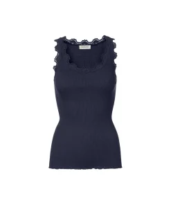 Rosemunde Undertøj<135 NAVY - Silk Silk top w/ lace