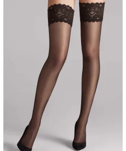 Wolford Selvsiddende/ Overknee<7212 NEARLY BLACK - Satin Touch 20 Selvsiddende/over knee strømpe