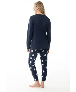 Mey Top/ Loungeshirt/ Pyjamas<408 NIGHT BLUE - Anouk Pyjama 7/8 Length, Long Sleeve