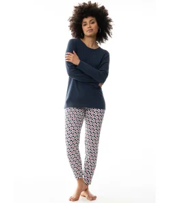 Mey Top/ Loungeshirt/ Pyjamas<408 NIGHT BLUE - Jolien Pyjama 7/8 Length, Long Sleeve