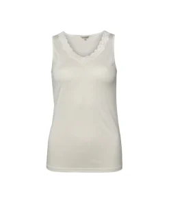Lady Avenue Undertøj<00 OFF-WHITE - LA - Silk Jersey Top W/Lace