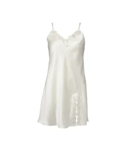 Lady Avenue Underkjoler/ Negligé|Natkjoler/ Underkjoler/ Chemiser<00 OFF-WHITE - LA - Silk Woven Slip W/Lace