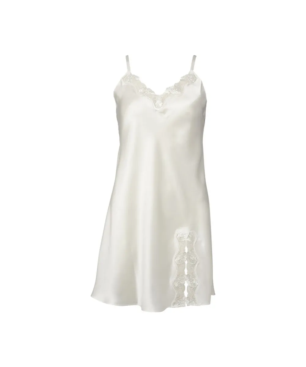 Lady Avenue Underkjoler/ Negligé|Natkjoler/ Underkjoler/ Chemiser<00 OFF-WHITE - LA - Silk Woven Slip W/Lace