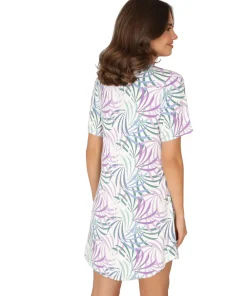 Lady Avenue Natkjoler/ Underkjoler/ Chemiser<683 ORCHID LEAVES - LA - Bamboo Homewear Sleeve Nightdress