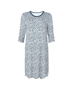 Lady Avenue Natkjoler/ Underkjoler/ Chemiser<1012 PETROL FLOWER - Bamboo Homewear Nightdress With 3/4 Sleeve