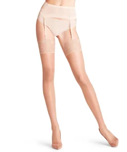 Falke Selvsiddende/ Overknee|Sexet Lingeri<4169 POWDER - Seidenglatt 15 STO Fine Stay-Up