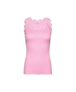 Rosemunde Undertøj<961 PRISM PINK - Silk Top Regular W/Vintage Lace