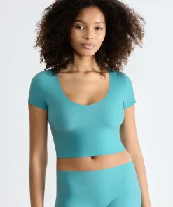 Sloggi Undertøj|Bh'er<1597 QUIET TURQUOISE - ZERO Feel 2.0 Crop Top