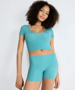 Sloggi Undertøj|Bh'er<1597 QUIET TURQUOISE - ZERO Feel 2.0 Crop Top