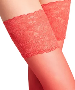 Falke Selvsiddende/ Overknee<8149 RED - Seidenglatt 15 STU Fine Stay-Up