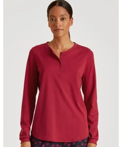 Calida Top/ Loungeshirt/ Pyjamas<167 RIO RED - Favourites Holidays Shirt Long-Sleeve