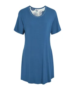 Lady Avenue Natskjorter/ Big Shirts|Natkjoler/ Underkjoler/ Chemiser<651 ROYAL BLUE - Bambus Homewear Short-sleeve Nightdress