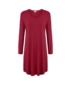 Lady Avenue Natkjoler/ Underkjoler/ Chemiser<194 RUBY RED - Bamboo Homewear Bamboo Long Sleeve Nightdress