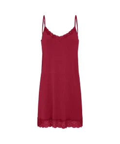 Lady Avenue Natkjoler/ Underkjoler/ Chemiser<194 RUBY RED - Bamboo Homewear Slip With Lace