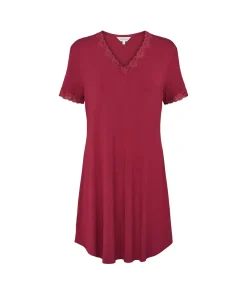 Lady Avenue Natkjoler/ Underkjoler/ Chemiser<194 RUBY RED - LA - Bamboo Homewear Bamboo Short Sleeve Nightdress