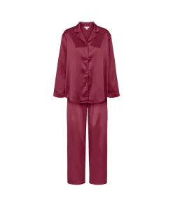 Lady Avenue Pyjamas/ Loungewear<194 RUBY RED - LA - Homewear - Cotton & satin Satin Long Sleeve Pyjamas