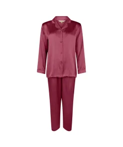 Lady Avenue Top/ Loungeshirt/ Pyjamas|Pyjamas/ Loungewear<194 RUBY RED - Silk Woven Basic Pyjamas