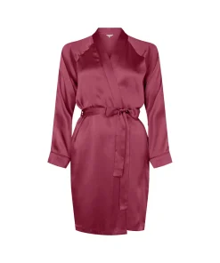 Lady Avenue Kåber<194 RUBY RED - Silk Woven Short Kimono