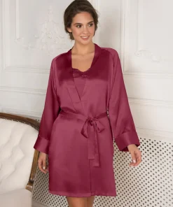 Lady Avenue Kåber<194 RUBY RED - Silk Woven Short Kimono