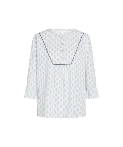 CCDK Copenhagen Top/ Loungeshirt/ Pyjamas<1016 SNOW WHITE AOP - Ninna Blouse