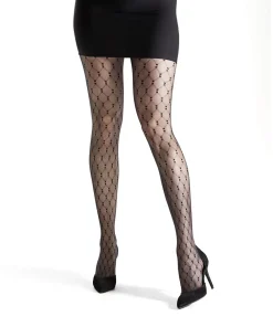 Decoy Strømpebukser/ Leggings<1100 SORT - Grate Pattern 25Den