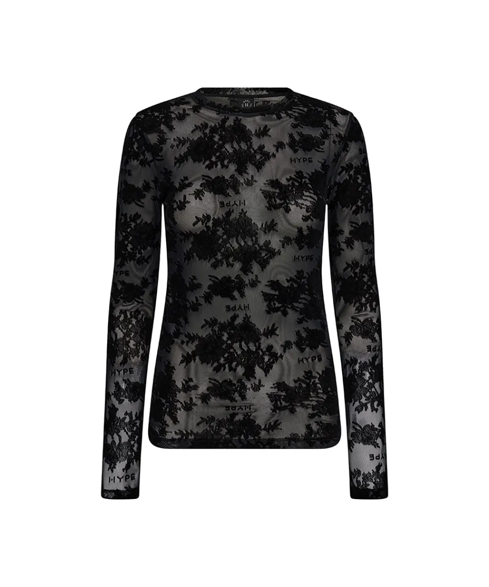 Hype The Detail Top/ Loungeshirt/ Pyjamas|Undertøj<9 SORT - Lace Blouse