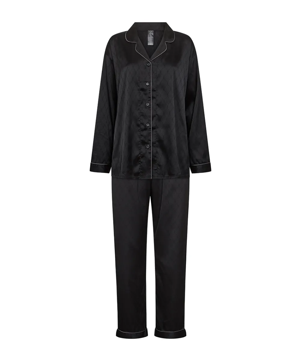 Hype The Detail Top/ Loungeshirt/ Pyjamas|Pyjamas/ Loungewear<9 SORT - Satin Pyjamas