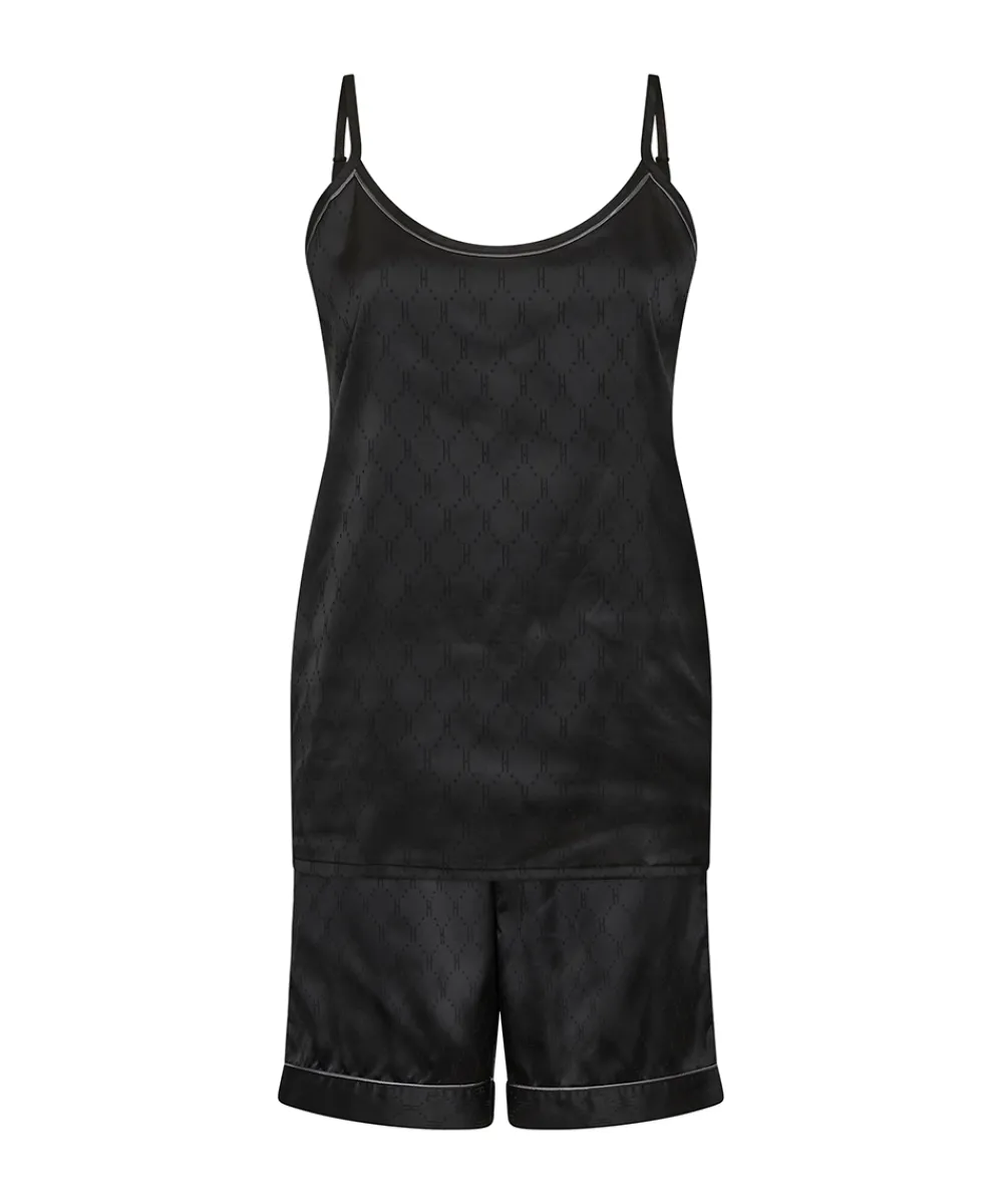 Hype The Detail Top/ Loungeshirt/ Pyjamas|Pyjamas/ Loungewear<9 SORT - Satin Short Set