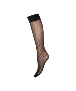 Decoy Knæstrømper<1100 SORT - W.Dots 18 Den Knee High