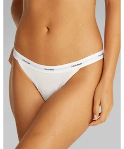 Calvin Klein Trusser<100 WHITE - Cotton Strch Rib Mpp Thong