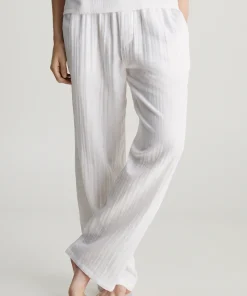 Calvin Klein Shorts/ Loungepants<100 WHITE - Textured Cotton Pants