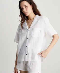 Calvin Klein Top/ Loungeshirt/ Pyjamas<100 WHITE - Textured Cotton S/S T-Shirt